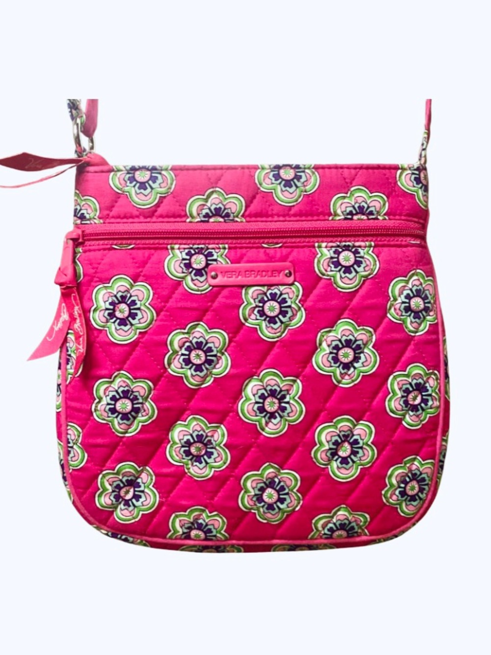 Vera Bradley Crossbody Wallet Purse Pink Swirl Washable Adjustable New